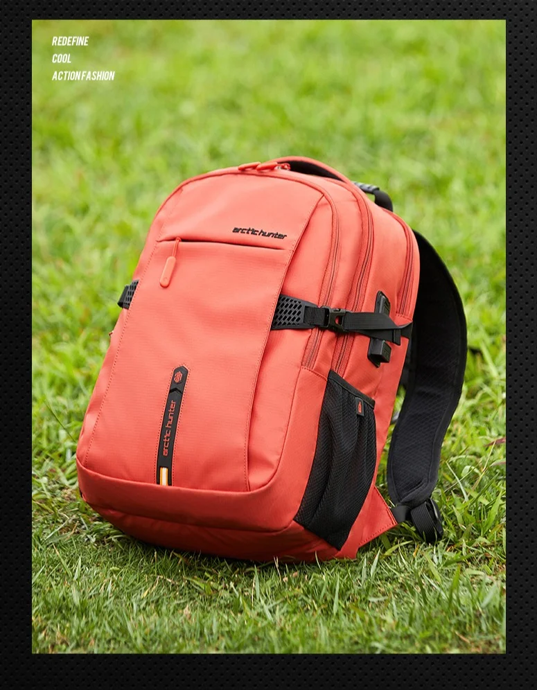 ARCTIC HUNTER Travel Daypack Water Repellant Scratch Resistant 30L Backpack with Built In USB/Headphone Port for Men and Women B00388 Orange